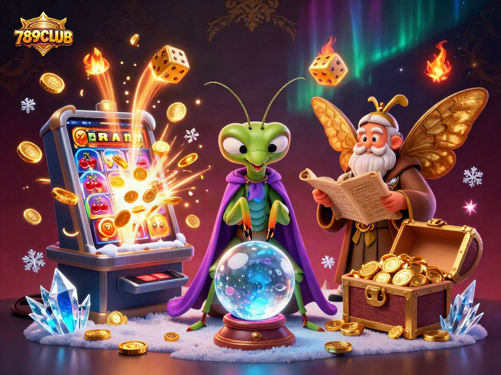 Win big with 789CLUB in this vibrant 3D casino scene filled with fortune tellers and jackpot excitement.