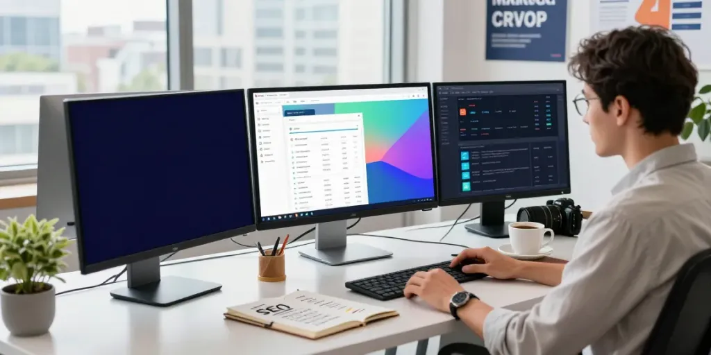 Digital marketing office showcasing instant indexing strategies, highlighting tools and analytics.
