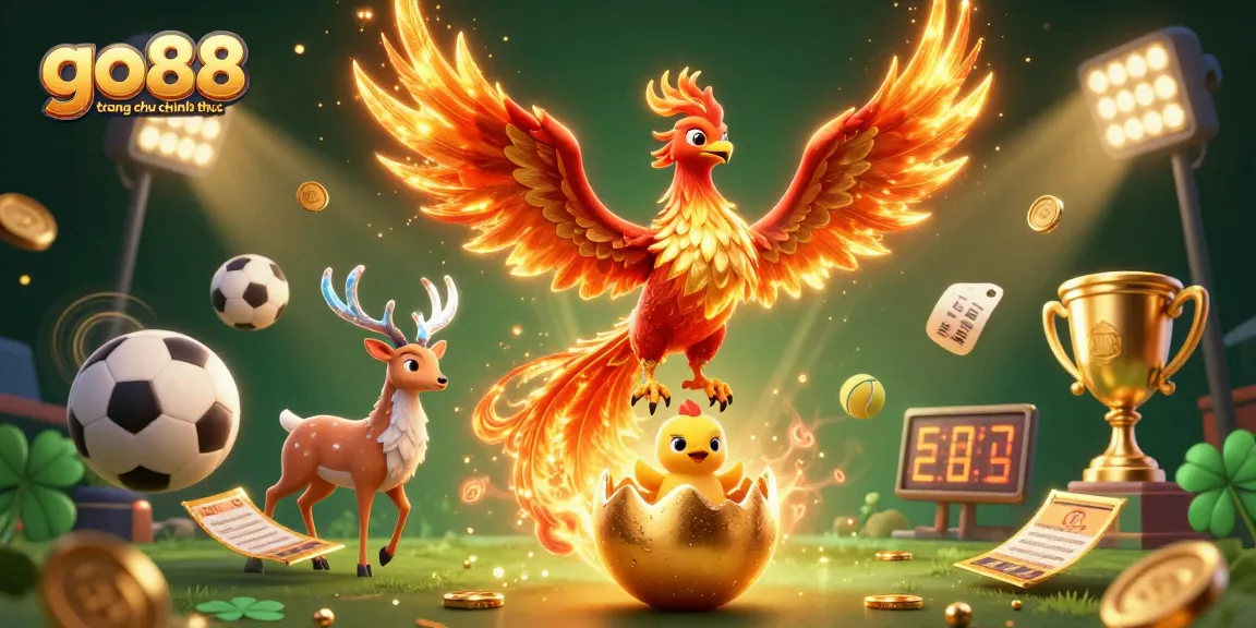 Engage in thrilling bets at go88 trang chu chinh thuc with vibrant casino elements and a phoenix scene.